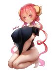  big_breasts breasts clothing female hair hi_res horn horned_humanoid huge_breasts humanoid ilulu miss_kobayashi&#039;s_dragon_maid nipple_outline not_furry red_hair shirt solo topwear zasshu 