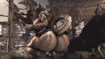  16:9 2021 3d_(artwork) anthro artist_name bethesda_softworks big_breasts big_butt breasts bren brown_body brown_scales bullet butt crouching curvy_figure darkflash23 deathclaw detailed_background digital_media_(artwork) fallout female fingers forked_tongue gun hi_res horn hourglass_figure huge_breasts huge_butt looking_at_viewer looking_back multicolored_body multicolored_scales nude outside pupils ranged_weapon rear_view scales scalie sharp_teeth simple_eyes slit_pupils solo source_filmmaker tan_body tan_scales teeth thick_thighs tongue tongue_out video_games voluptuous weapon wide_hips widescreen yellow_sclera 