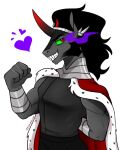  &lt;3 anthro anthrofied black_hair cape clothing equid equine fangs friendship_is_magic green_sclera hair hasbro horn king_sombra_(mlp) male mammal my_little_pony red_eyes redxbacon sharp_teeth simple_background smile solo teeth unicorn white_background 
