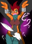  anthro feathers female gendoempertags hi_res midriff navel navel_tickling nintendo pok&eacute;mon pok&eacute;mon_(species) scrafty solo tickling video_games 