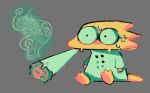 alphys anthro barefoot big_eyes bodily_fluids clothing coat drugs eyewear feet female front_view glasses koyo8899 lab_coat lizard marijuana meme mouthless nervous reptile scales scalie simple_background sitting smoke smoking solo substance_intoxication sweat tape taped_on_glasses thick_tail three-quarter_view topwear undertale undertale_(series) video_games yellow_body yellow_scales 