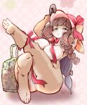  anthro big_breasts braided_hair breasts brown_hair butt clothing female fur hair hat headgear headwear lagomorph leporid mammal rabbit raised_leg setouchi_kurage solo 