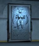  3d_(artwork) anthro bound breasts carbonite digital_media_(artwork) encasement female frozen hi_res nipples nude rouge_the_bat sega sfmcarbonfreezer solo sonic_the_hedgehog_(series) star_wars 