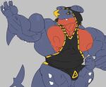  2021 2d_animation abs animated anthro barazoku biceps big_muscles bottomwear bulge claws clothed clothing emanata flexing garchomp grey_background hood huge_muscles loop male muscular muscular_anthro muscular_male nintendo nipples obliques pecs pok&eacute;mon pok&eacute;mon_(species) quads shirt short_playtime shorts simple_background sleeveless_hoodie smile solo spikes spikes_(anatomy) standing terrybear23 thick_thighs topwear vein veiny_muscles video_games 