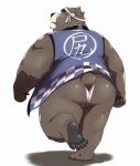 2021 anthro asian_clothing black_nose butt clothing east_asian_clothing fundoshi hi_res humanoid_hands japanese_clothing kemono male mammal o_miso_n overweight overweight_male simple_background solo underwear ursid white_background white_clothing white_fundoshi white_underwear 