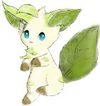 ambiguous_gender blue_eyes blue_sclera eeveelution feral fluffy fur fur_markings leaf leafeon looking_at_viewer mammal markings nintendo nude open_mouth outline paws plant pok&eacute;mon pok&eacute;mon_(species) simple_background smile snoiifoxxo solo text tuft video_games white_background white_body white_fur 