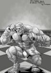  body_hair chess chest_hair greyscale hi_res humanoid inktober male monochrome orc orctober orctober_chess_challenge rickleone wrestler 