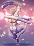  abstract_background action_pose anthro anthrofied big_breasts blush breasts breath claws curvy_figure dancing erect_nipples eyeshadow female fur genitals half-closed_eyes hi_res makeup melonleaf mienshao motion_lines narrowed_eyes nintendo nipples nude open_mouth pink_nipples pink_pussy plump_labia pok&eacute;mon pok&eacute;mon_(species) pose purple_body purple_fur pussy raised_leg semi-anthro slightly_chubby solo star steam stocky thick_thighs tiptoes video_games voluptuous white_body white_fur wide_hips 