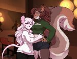  2021 5_fingers anthro breasts brown_hair clothed clothing digital_media_(artwork) duo eyebrows eyelashes female fingers hair jenny_(ashkelling) kittydee mammal mouse murid murine rodent sciurid smile tree_squirrel 