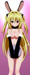  animal_ears blush breasts bunny_ears gloves highres konjiki_no_yami to_love-ru toloveru waitress 