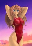  armpits erect_nipples murasaki_nyaa nyanko_batake one-piece_swimsuit one_piece_swimsuit skin_tight sunset swimsuit 