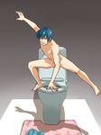  bad_id bad_pixiv_id barefoot blue_hair convenient_censoring cum kaito male_focus nail_polish nude pooo pose shadow solo toilet vocaloid what 