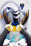  2:3 absurd_res anthro bedroom_eyes big_butt black_claws black_hair black_stripes black_wings blonde_hair blue_body blue_eyebrows blue_eyes blue_fur blue_pawpads blue_stripes blush bodily_fluids bodily_fluids_drip bodily_fluids_from_mouth bodily_fluids_from_nose bodily_fluids_in_mouth butt cheek_tuft claws clenched_teeth collar cum cum_from_mouth cum_from_nose cum_in_mouth cum_in_nose cum_inside cum_leaking cum_on_face cum_on_self dragon duo elbow_tufts eyebrows eyes_closed facial_tuft fellatio first_person_view forced forced_oral fur furred_dragon genital_fluids grasp grey_arms grey_background grey_body grey_fur hair hi_res highlights_(coloring) hindpaw holding_horn horn humanoid hybrid knotting leaning leaning_forward looking_at_viewer looking_pleasured looking_up male male/male narrowed_eyes oozing_cum open_mouth oral oral_knotting oral_penetration orgasm pawpads paws paws_on_hips penetration penile red_body red_fur seductive sex shaded shadow simple_background small_waist soft_shading spiked_tail spikes spikes_(anatomy) stripes sucking tan_horn tan_horns teeth tuft vance_(vancefluff) vancefluff white_paws_(anatomy) white_stripes white_tail wings yellow_body yellow_claws yellow_fur 