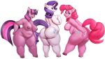  anthro anthrofied belly big_belly big_breasts big_butt breasts butt equid equine female friendship_is_magic group hair hasbro holding_butt hooves horn huge_butt huge_thighs mammal msvondran my_little_pony nude obese overweight pink_body pink_hair pinkie_pie_(mlp) purple_body purple_hair rarity_(mlp) simple_background standing thick_thighs trio twilight_sparkle_(mlp) unicorn white_background white_body wide_hips 