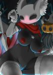  anthro areola armwear arthropod big_breasts big_butt black_body blush breasts butt choker claws cloak clothed clothing collar costume curvaceous curvy_figure digital_media_(artwork) duo ears_up elbow_gloves embarrassed female fluffy food fruit fur genitals gloves halloween handwear hi_res holidays hollow_knight hornet_(hollow_knight) hornyan insect jewelry legwear lingerie looking_at_viewer navel necklace nipples plant protagonist_(hollow_knight) pumpkin pussy red_clothing skimpy smile solo stockings team_cherry thick_thighs thigh_highs tight_clothing tuft vessel_(species) video_games voluptuous white_body white_fur wide_hips wide_thighs woebeeme 