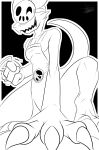  absurd_res anthro apron apron_only biped breasts clothing cowgirl_position digital_media_(artwork) female female_on_top first_person_view from_front_position hi_res ink kobold mask monochrome mostly_nude on_bottom on_top open_mouth patreon_link scalesindark scalie sex smile solo teeth 