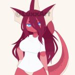  1:1 animated anthro anthrofied big_breasts blue_eyes breasts clothing distracting_watermark eeveelution female hair luxx nintendo pok&eacute;mon pok&eacute;mon_(species) pok&eacute;morph red_body red_hair shirt short_playtime solo topwear vaporeon vappy_(luxx) video_games watermark white_clothing white_shirt white_topwear 
