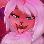  1:1 absol absurd_res anthro anthrofied dominant dominant_female dynamax female green_eyes hi_res macro mouth_shot nintendo open_mouth pok&eacute;mon pok&eacute;mon_(species) pok&eacute;morph ringstudios rose_duskclaw shiny_pok&eacute;mon solo teeth tongue video_games 
