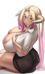  big_breasts breasts cleavage clothed clothing female hi_res horn horned_humanoid huge_breasts humanoid looking_at_viewer looking_back not_furry roresu solo thick_thighs 