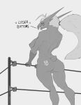  2021 accessory anthro athletic athletic_anthro athletic_female avian bedroom_eyes big_breasts big_butt big_hair blaziken breasts butt deltoids feathers female fighting_ring genitals hair hair_accessory hair_tie hi_res imminent_sex looking_at_viewer monochrome muscular muscular_anthro muscular_female narrowed_eyes nintendo nipples nude pok&eacute;mon pok&eacute;mon_(species) pussy seductive shredded_wheat solo tail_tuft thick_thighs tuft video_games wide_hips wingless_avian wrestler 