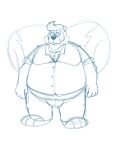  2021 absurd_res anthro belly bottomwear bravo clothing eyewear facial_hair glasses hi_res male mammal mature_male mephitid mustache overweight overweight_male pants shirt simple_background skunk solo topwear white_background 
