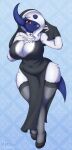  absol anthro anthrofied breasts cleavage clothed clothing complextree female fur hair hair_over_eye hi_res nintendo nun nun_outfit one_eye_obstructed pok&eacute;mon pok&eacute;mon_(species) pok&eacute;morph solo video_games white_body white_fur 