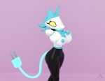  3d_(artwork) anthro big_breasts blue_body blush breasts deltarune digital_media_(artwork) felid feline female floating_hands huge_breasts machine mammal mastersounds robot smile solo tasque_manager thick_thighs undertale_(series) video_games 