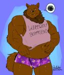  anthro belly brown_body brown_fur bulge canid canine canis chubby_anthro chubby_male claws clothing deadanthro fluffy fluffy_tail fur male mammal muscular overweight overweight_male redbone_(redboner) sharp_claws sharp_teeth solo teeth underwear were werecanid werecanine werewolf werewolf_boyfriend wolf 