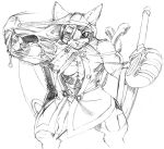  1_eye abs anthro blazblue clothed clothing domestic_cat felid feline felis graphite_(artwork) jubei_(blazblue) male mammal monochrome muscular muscular_male partially_clothed pencil_(artwork) redsilver solo tagme torn_clothing traditional_media_(artwork) video_games 