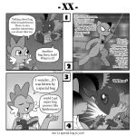  1:1 alternate_species arthropod bite bitting comic comic_book dragon english_text female friendship_is_magic hasbro hi_res insect lepidopteran monochrome moth my_little_pony queen_chrysalis_(mlp) spike_(mlp) superhero text url vavacung 