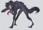 &lt;3 &lt;3_eyes 2020 anthro back_tuft black_body black_fur black_hair breasts canid canine digitigrade female fur hair hi_res hunched_over long_tongue malo mammal ozi-rz scp-1471 scp-1471-a scp_foundation simple_background skull_face solo tongue tongue_out tuft white_background 