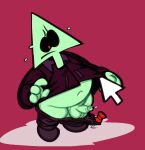  2021 balls belly bodily_fluids bottomwear clothing cursor deltarune for_a_head genitals hacker_(deltarune) humanoid_genitalia humanoid_hands humanoid_penis male navel object_head overweight overweight_male pants penis shirt simple_background solo submarine_screw sweat topwear undertale_(series) video_games 
