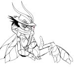  &lt;3 3_fingers antennae_(anatomy) anthro arthropod bedroom_eyes blush brawlhalla claws clothing crossed_legs fingers genitals grasshopper hands_behind_head hat headgear headwear humanoid insect knot locust male mandibles multi_arm multi_limb narrowed_eyes orthopterid penis reno_(brawlhalla) scarf seductive solo spiked_penis spikes spikes_(anatomy) wings 