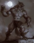  2021 4:5 anthro canid canine claws crotch_tuft digital_media_(artwork) digitigrade finger_claws full_moon hi_res male mammal moon muscular muscular_anthro muscular_male neck_tuft night outside solo taran_fiddler tuft were werecanid werecanine weretober werewolf 