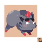  1:1 ambiguous_gender ass_up big_butt blush butt embarrassed eyewear feral hi_res huge_butt hyper hyper_butt jack-o&#039;_pose nintendo pok&eacute;mon pok&eacute;mon_(species) pose presenting reallydarkandwindie simple_background solo sunglasses video_games zorua 