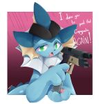  absurd_res eeveelution female gun hi_res hiroyko_art holding_object holding_weapon marisa_the_vaporeon meme nintendo pok&eacute;mon pok&eacute;mon_(species) ranged_weapon reaction_image reloading simple_background solo text vaporeon vaporeon_copypasta video_games weapon 