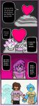  &lt;3 ambiguous_gender avian beak berdly bird blue_body blue_feathers bodily_fluids bottomwear clothed clothing comic controller crying deltarune dialogue english_text eyes_closed feathers fully_clothed hand_holding happy hi_res human humor kris_(deltarune) male male/ambiguous mammal red_eyes shaking shirt shorts simple_background smile soul spaceistheplace_(artist) speech_bubble tears text topwear typing undertale_(series) video_games wings worried yellow_beak 
