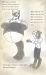  anthro belly big_belly black_body black_fur chimera english_text felid feline female fur inflation leopard long_tail male male/female mammal mystical_creature obese overweight pantherine sethmetparriere solo tall taller_female text white_legs 