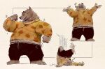  2021 anthro bernie_burr biped bottomwear brown_body brown_fur clothing eyes_closed fur hi_res humanoid_hands male mammal overweight overweight_male pants pbnjr014 solo sweater topwear ursid 