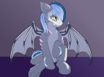  bat_pony bodypaint equid equine gradient_background hi_res horse male mammal midnight_snowstorm my_little_pony pony simple_background sitting smile snowstormbat solo 