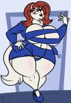  absurd_res anthro big_breasts blush blush_lines breasts canid canine canine_cartel clothing female hand_on_hip hi_res kingretrokirby lindsay_lohan_(fursona) mammal panties solo thick_thighs underwear 