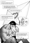  &lt;3 anthro black_and_white christian_symbol christianity clipboard clothing cody_(falcon_mccooper) comic cross drawing english_text equid equine falcon_mccooper hand_on_head horse jewelry letter male mammal monochrome mostly_nude muscular muscular_anthro muscular_male necklace pen profanity religion solo text underwear writing_text 