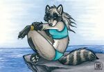  anthro bikini clothing conditional_dnp female low_res mammal procyonid raccoon sea solo swimwear tani_da_real water 