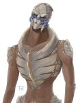  abs alien blue_eyes bodypaint eyebrows face_paint garrus_vakarian hi_res male mass_effect navel nude raised_eyebrow solo standing thunderhead_fred turian video_games 