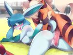  anthro anthro_on_anthro anus arcanine balls breasts butt canid digital_media_(artwork) duo eeveelution erection faceless_character faceless_male female fur genitals glaceon hi_res imminent_sex looking_back lying male male/female mammal nintendo nipples nude on_front outside penis pok&eacute;mon pok&eacute;mon_(species) pussy shaded tongue tongue_out tsampikos vein veiny_penis video_games 