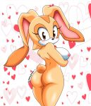  anthro breasts brown_eyes butt cream_the_rabbit female fur hi_res lagomorph leporid looking_at_viewer mammal multicolored_body multicolored_fur nipples pink_nipples presenting presenting_hindquarters rabbit rear_view sega simple_background smile smiling_at_viewer solo sonic_the_hedgehog_(series) the_knight 