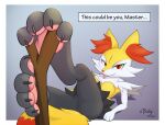  4_toes absurd_res barefoot biskydraws braixen claws english_text feet female foot_focus genitals hi_res nintendo pawpads paws peach_pussy pok&eacute;mon pok&eacute;mon_(species) pussy soles solo text toe_claws toes video_games 