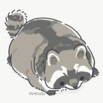  1:1 2021 ambiguous_gender black_eyes black_nose chibi digital_media_(artwork) dot_eyes feral fur grey_body grey_fur mammal overweight paws procyonid raccoon signature simple_background solo white_background yencatx 