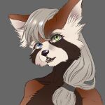  1:1 2021 ailurid anthro bust_portrait digital_media_(artwork) female fluffy fluffy_ears hair herm_(lore) heterochromia hi_res mammal portrait red_panda sketch wildcharge ymalke 