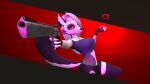  16:9 3d_(artwork) aiming_at_another anthro breasts canid canine canis digital_media_(artwork) female flower fur grey_body grey_fur hair helluva_boss hi_res looking_at_viewer loona_(helluva_boss) mammal neonluv plant red_eyes red_sclera rose_(flower) solo source_filmmaker weapon white_body white_fur white_hair widescreen wolf 
